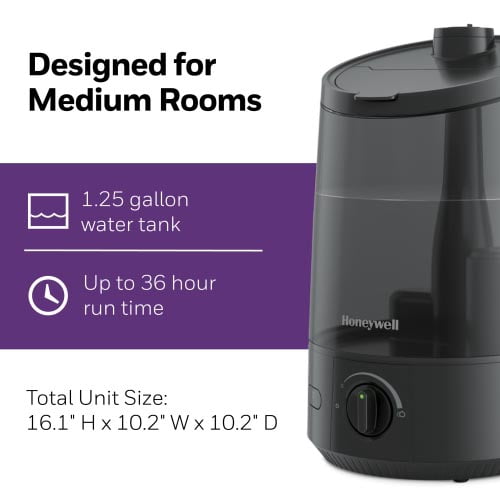 Honeywell 1.25 gal Ultrasonic Cool Mist Humidifier, Black