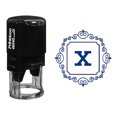 thumbnail image 1 of Printtoo Monogramme Initial R-40 avec Bordure Tourbillon Carrée et Alphabet, Tampon en Caoutchouc pour Bureau, 1 of 5