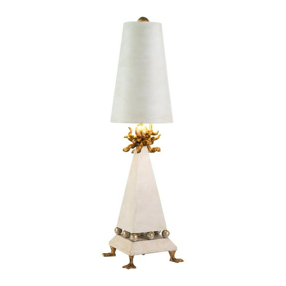 Lucas McKearn Leda Traditional Resin Table Lamp in Tapered Cream/Gold Leaf
