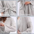 thumbnail image 2 of Amazhiyu Women's Cotton Gauze Lightweight Summer Plaid Kimono Bath Robe Pockets, 2 of 11