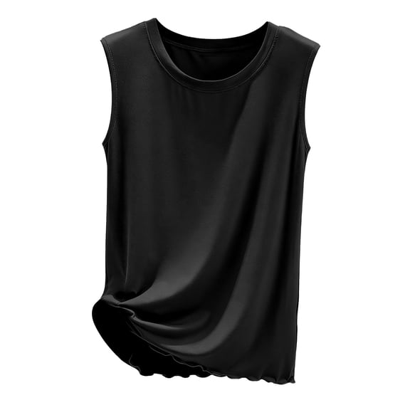 Kukoosong Women's Pajama Tank Top Solid Color Sleeveless Crew Neck for Summer HomeWear Tops, Breathable and Comfortable LoungeWear Tops Nighty for Women