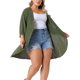 thumbnail image 4 of Cárdigans de mujer plus size Agnes Orinda, con mangas de murciélago 3/4, de poliéster, cárdigan casual 2X en verde ejército, 4 of 5