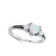 thumbnail image 4 of CHOOSE YOUR COLOR White Simulated Opal Heart Promise Ring .925 Sterling Silver Bead Band CZ Female Size 5, 4 of 4