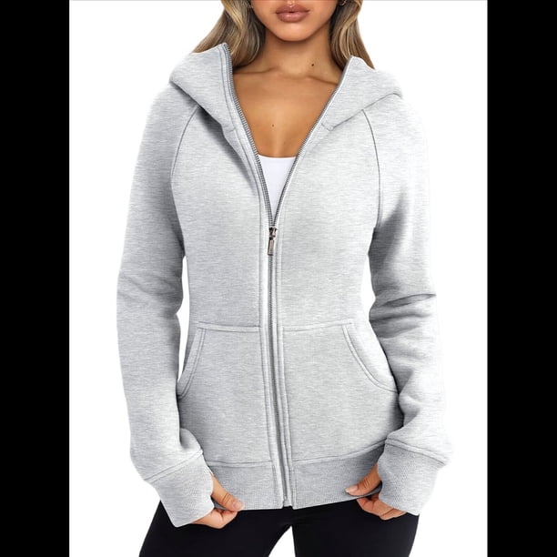 Sudaderas con Capucha y Cremallera para Mujer, Chaquetas de Forro , Sudaderas de Gran Tamaño, Conjuntos de Moda de Otoño, Suéteres, Ropa de Invierno. Gris XL