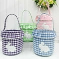 thumbnail image 5 of Bunny Easter Basket, Gingham Empty Easter Bucket with Handle Easter Basket Rabbit Buckets Easter Tote Bags Children Gift Storage Handbag Easter Basket Stuffers (Pink), 5 of 6