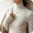 thumbnail image 5 of Charella Women's Turtleneck Knitted Basic Shirt Casual Long Sleeve Slim Fitted Tops Beige,4, 5 of 5
