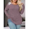 thumbnail image 4 of NISVIYA Women's Plus Size Tops Lace Lightweight Sweaters Ribbed Knit Cozy Flattering Pullover Shirts Light Purple, 4 of 6