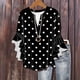 thumbnail image 1 of Tejiojio Women's Casual Printed Top Lace Trim V-Neck 3/4 Sleeves Button Down Fashionable Daily Wear, 1 of 6