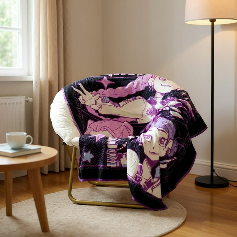 KPOP Demon Hunters Huntrix Pop Stars Kids Throw Blanket, Black
