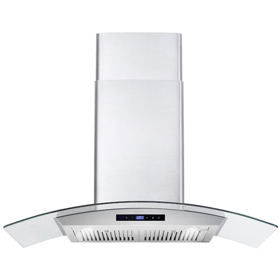 Cosmo 668AS900 36 in. 380 CFM Ducted Wall Mount Range Hood with Tempered Glass Visor and Permanent Filters