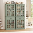 thumbnail image 4 of Homfa 71'' Kitchen Pantry with Adjustable Shelves & Drawer, Freestanding Storage Cabinet with 4 Glass Door for Living Room, Green, 4 of 7