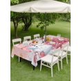 thumbnail image 3 of Outdoor Tablecloth with Umbrella Hole and Zipper, Pink Christmas Rectangle Table Cloth 54x80 Inch Waterproof Tablecloth, Snowman Snowflake Gifts Xmas Tree Picnic Table Cover for Patio Camping, 3 of 7