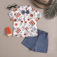 thumbnail image 2 of Toddler Boys Short Set Independence Day 4th Of July Prints T Shirt Tops Shorts Child Kids Gentleman Outfits, 2 of 6