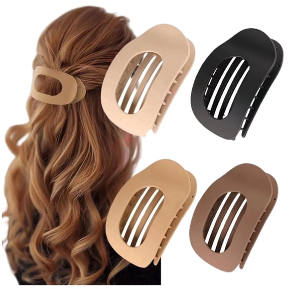 New flat retro elegant oval hair clip with a back of the head disc and a curved arc-shaped design, featuring a shark clip for girls' hair accessories and headwear
