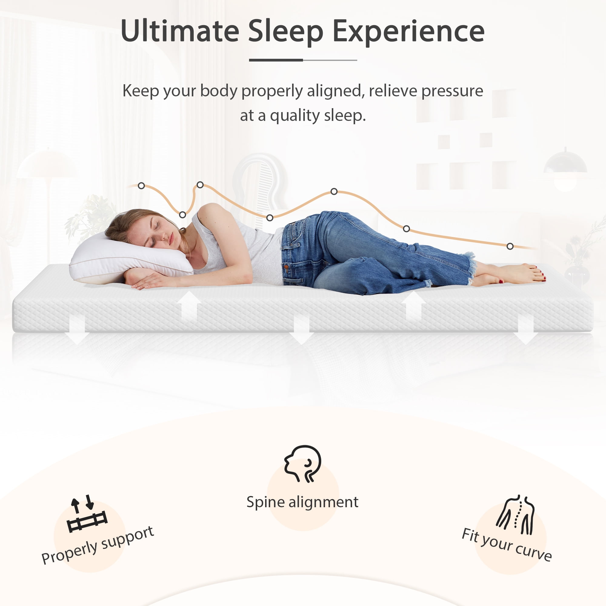 CL.HPAHKL Twin Mattress, 5 inch Medium Memory Foam Mattress for Cool Sleep & Pressure Relief