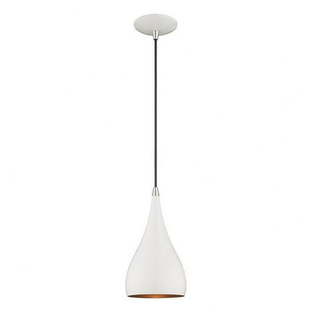 

Coastal Mid Century Scandinavian One Light Chandelier-Shiny White Finish Bailey Street Home 218-Bel-3110437