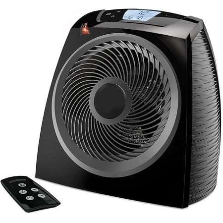 

Electric Space Heater with Adjustable Thermostat Auto Climate Control 2 Heat Settings 12-Hour Timer Remote Advanced Safety Features Black 1500W
