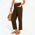 thumbnail image 5 of Women Linen Baggy Palazzo Harem Pants Drawstring Elastic Waist Beach Gauze Trousers Casual Lounge Pants 2026 Vacation, 5 of 7