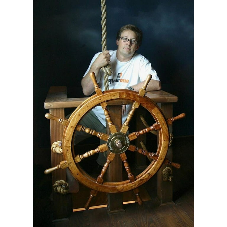 36 Inch Wooden Ship Steering Wheel
