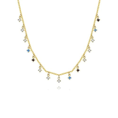 PAENENPH 14K Gold Moissanite Necklace for Women,Ladies Moissanite Station Choker Necklace,19.7",Fashion Jewelry Gift for Her