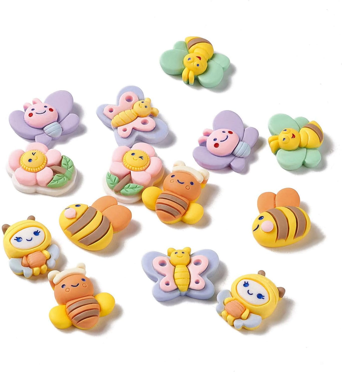 100Pcs Assorted Animal Flatback Slime Resin Charm Opaque Happy Face Heart Charm Epoxy Slime Charm for DIY Jewelry Craft Making Scrapbooking(Sheep)