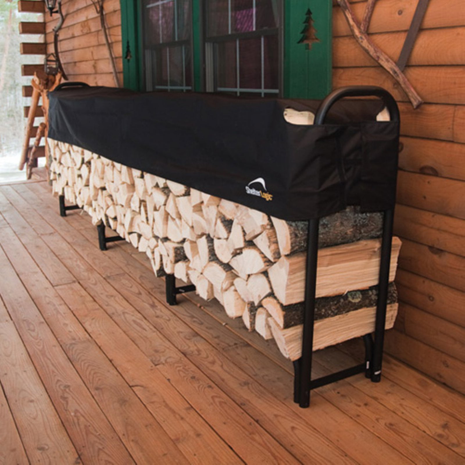 firewood rack with coversteel storage log holder outdoor heavy duty 12 ft 