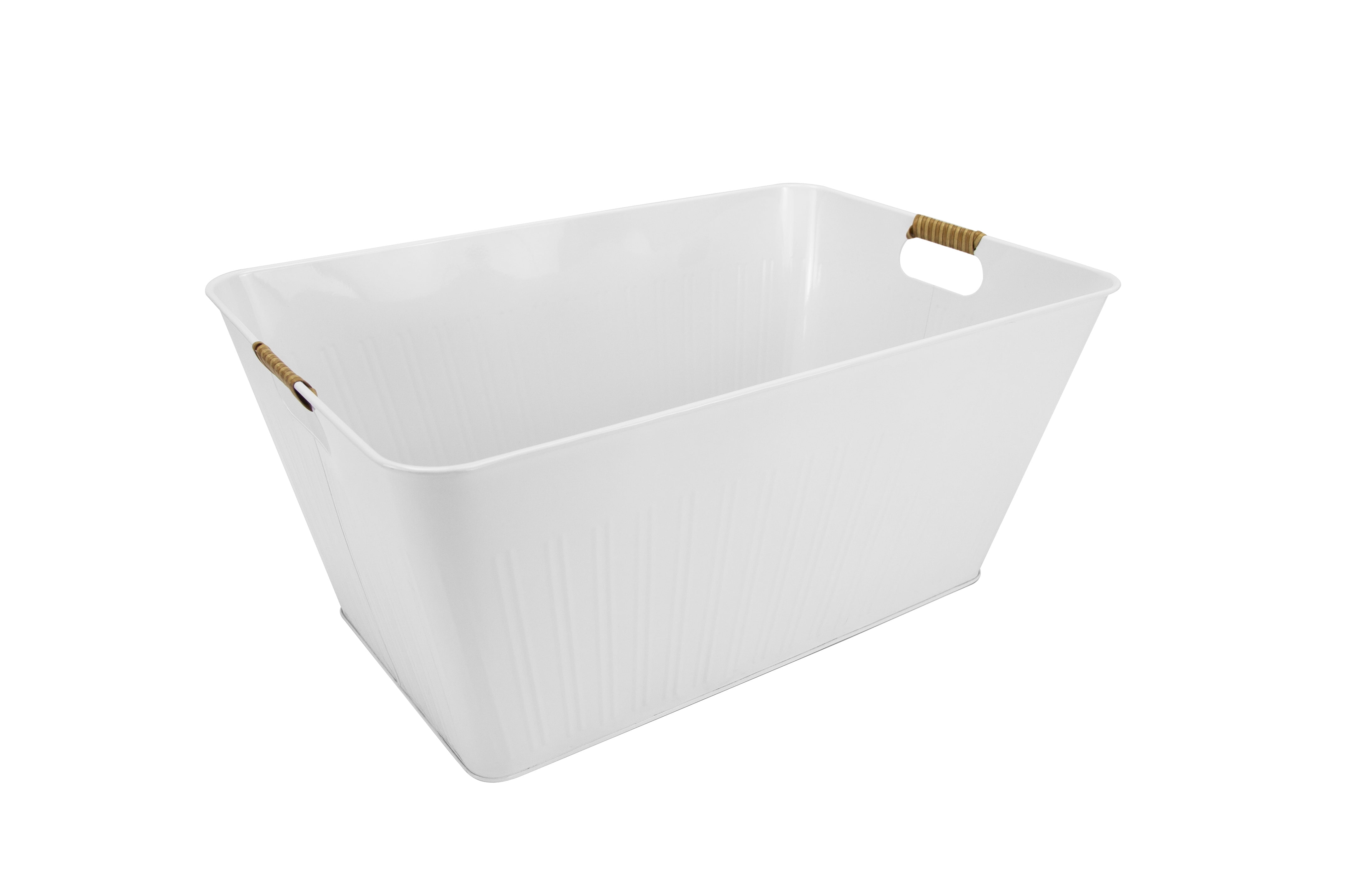 Better Homes & Gardens White Large Rectangle Galvanized Tub, 21.96" x 14.96"