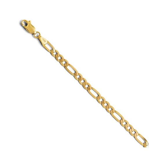 14K Yellow Gold chain Figaro 18 in 4 mm 4.0mm Flat