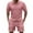 Pink, variant on Ohufall Men's 2 Piece Outfits Fashion Solid Short Sleeve Beach Shirts with Drawstring Shorts Summer Two Piece Outfits Breathable Athletic Sports Sweatsuit Sets