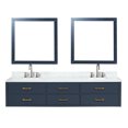 thumbnail image 3 of Castor 84 in W Blue Double Bath Vanity, Carrara Marble Top, Faucet Set, and 36 in Mirrors, 3 of 11