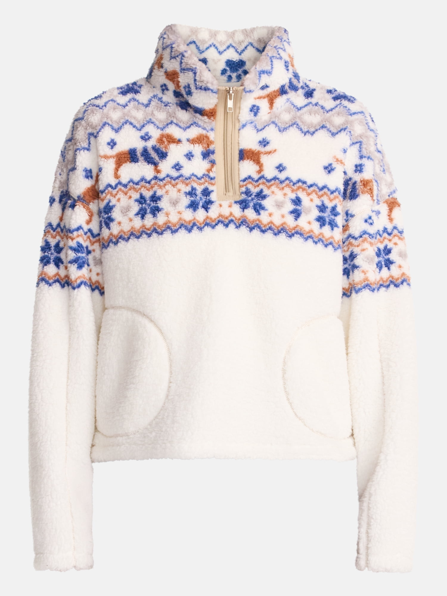 No Boundaries Faux Shearling Plush Pullover, Women's & Women’s Plus XXS-4X