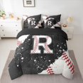 thumbnail image 2 of jejeloiu Monogrammed R 7-Piece Bedding Comforter Set,Baseball Lover King Bedding Sets,Ball Sport Games Bed Sheets For Teens,Ultra Soft Bedroom Decor Reversible, 2 of 8