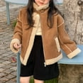 thumbnail image 6 of Boys Girls Sherpa Lined Faux Suede Oversized Jackets Vintage Zip Up Thick Soft Comfortable Fuzzy Winter Padded Coats (Coffee,2-3 Years), 6 of 7