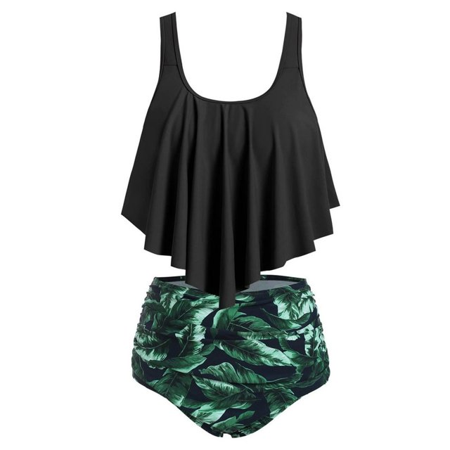 Gifts For Women Push-Up Padded Plus Size Overlay Print Bikini Swimsuit