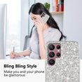 thumbnail image 2 of Compatible with Samsung Galaxy S23 Ultra Case, Glitter Sparkly Samsung S23 Ultra Phone Case with Slim Silicone Shockproof Protective Bumper Cover for Cute Girls Women (Silver), 2 of 14