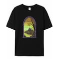thumbnail image 5 of T Shirts for Women Short Sleeve Cotton Crewneck T-Shirt, Retro Castle Autumn Scene Tee Tops Casual Basic T-Shirts, XS-5XL Black 4XL, 5 of 7