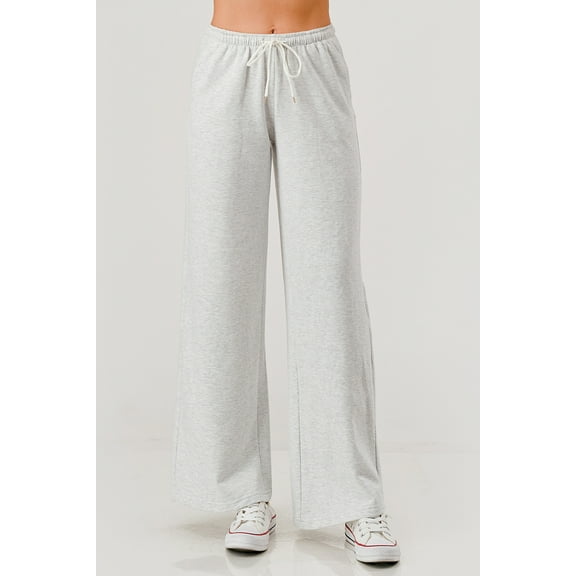 Drawstring Waist Fleece Lined Wide Leg Pants