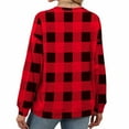 thumbnail image 7 of Womens Long Sleeve Tops Loose Fit Plaid Checkered Sweatshirt Lightweight Casual Crewneck Christmas Fall Clothes (M, Red), 7 of 7