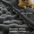 thumbnail image 2 of ROSEKIND Ultra Soft Cozy Faux Fur Throw Blanket, Fuzzy Plush Thick Bubble Blanket| Dark Gray|90x90inch, 2 of 7