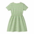 thumbnail image 2 of HILEELANG 4–13 Little/Big Girls Green White Stripe V-Neck Short Sleeve Dress with Waist Tie Size 6-7, 2 of 8