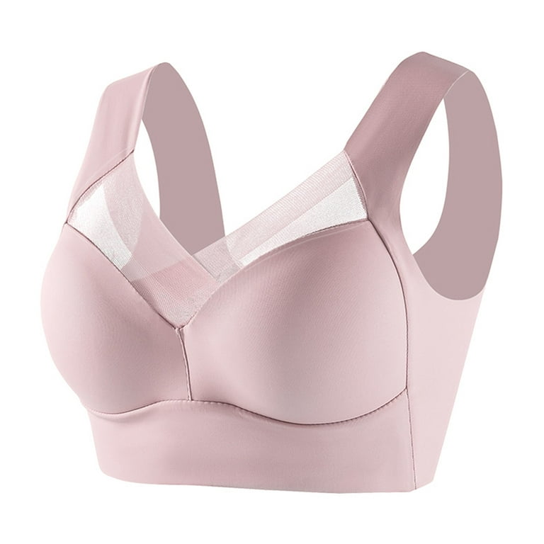 Womens Underwear Big Breasts Show Small Breasts Anti-Sagging Lingerie  Push-up Bra to Correct Brassiere No Steel Ring (Color : Pink, Size : C_90)