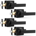 thumbnail image 1 of GOBEKOR Lot de 4 Leviers de Porte Noir Mat Poignées de Porte de Passage Intérieures Poignées de Porte Carrées pour Hall Poignées de Porte de Garde-Robe Intérieures Sans Clé Ensembles de Leviers Non Verrouillables Réversibles pour Côté Droit/gauche, 1 of 8