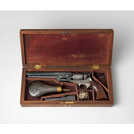 Colt Model 1851 Navy Percussion Revolver Serial Number 29705 with Case and Accessories Rolled Canvas Art -  (8 x
