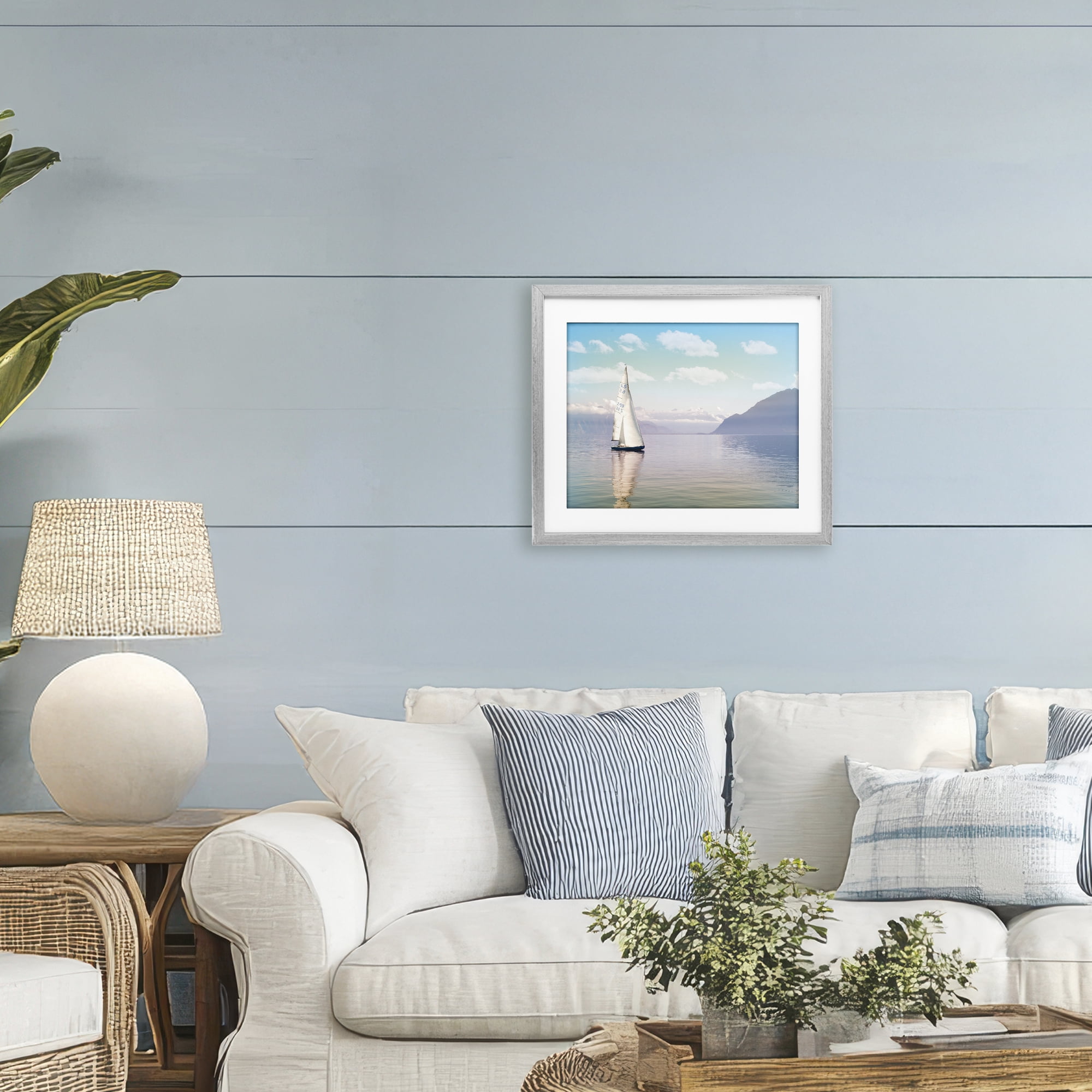 Stupell Industries Ocean Sails Lounging Gray Framed Print Under Glass, design by Marcus Prime