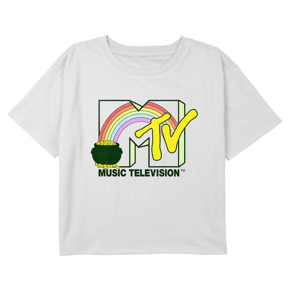 Girl's MTV St. Patrick's Day Pot Logo Graphic Cropped T-Shirt