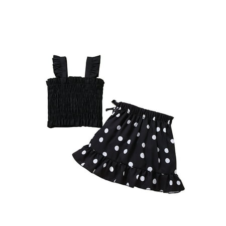 

Toddler Baby Girl s Summer Two Piece Outfit Set Sleeveless Tops Printed A-line Short Skirt