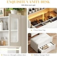 thumbnail image 4 of Montary 3-in-1 Vanity Table Set with LED Mirror, Storage Stool & Cosmetic Organizer, Flip-Top Makeup Desk, White, 4 of 8