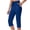 Blue, variant on Women's Yoga Capris with Side Pockets Stretchy Solid Color Drawstring Elastic Waist Sports Pants Comfy Breathable Loose Cropped Trouser New Khaki L