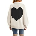 thumbnail image 1 of Yuyuzo Chandail pour Femmes Col Rond Manches Longues Cœur Graphique Chandail Automne Hiver Hauts Tricotés, 1 of 5