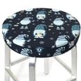 thumbnail image 3 of Picia Christmas Gnome blue Pattern Round Stool Covers Comfy Seat Covers Stretch Removable Washable Chair Slipcover Round Bar Chair Cushion Cover-12 inch, 3 of 7